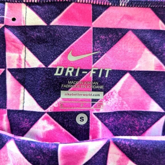 Nike Dri-Fit Capri Geometric Print Pink Purple Leggings SM Barbiecore - Picture 6 of 14